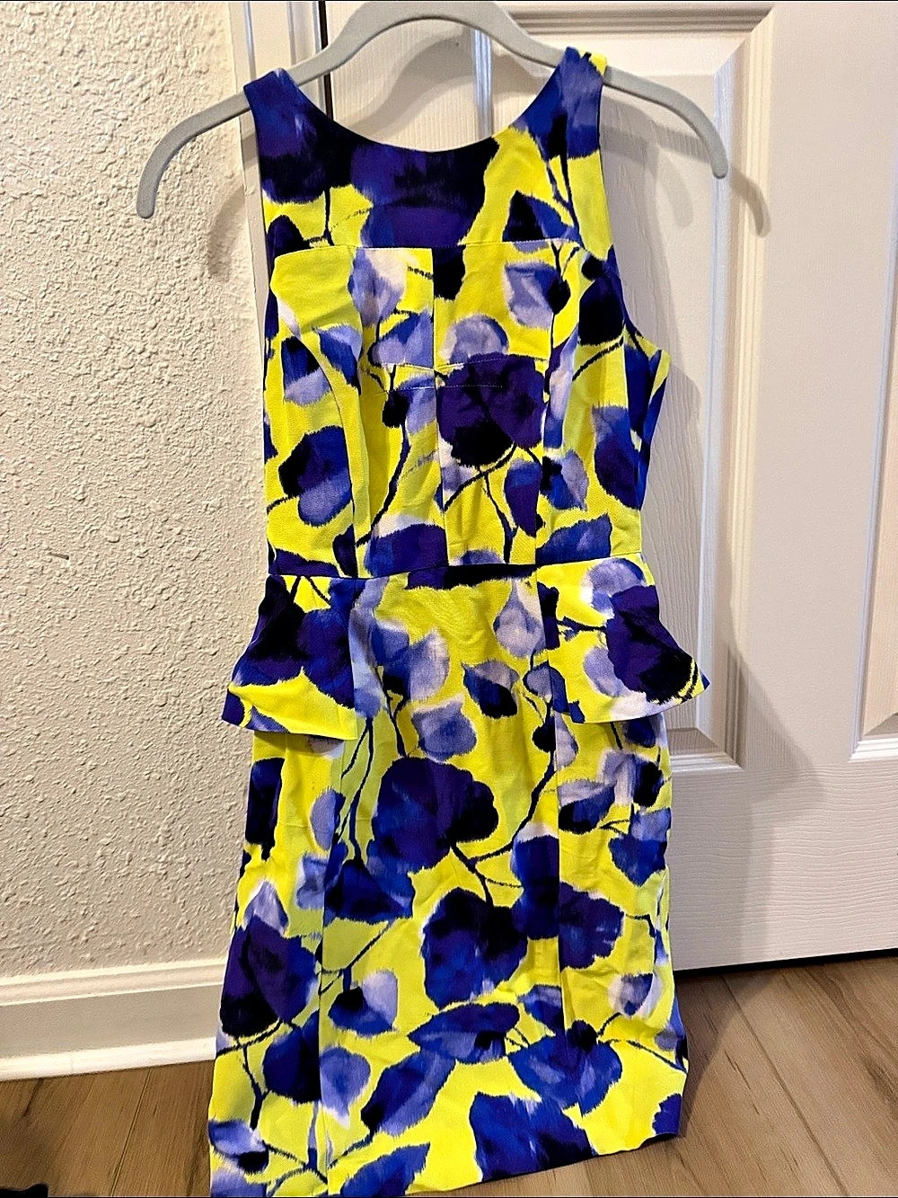 Milly Floral Mini Dress in Yellow & Blue Size 0 Like New